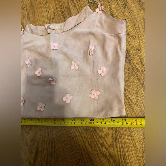 Luca luca silk 100% leather crop top floral & skirt 6 italian vtg 90s Coachella - Picture 16 of 16